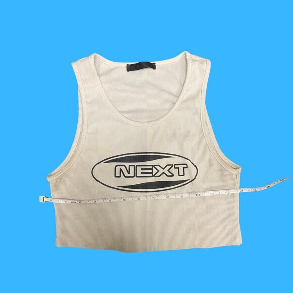 🔥 SHEIN “NEXT” Y2K Graphic Ribbed Cropped Tank Top (Size S) - Picture 3 of 6